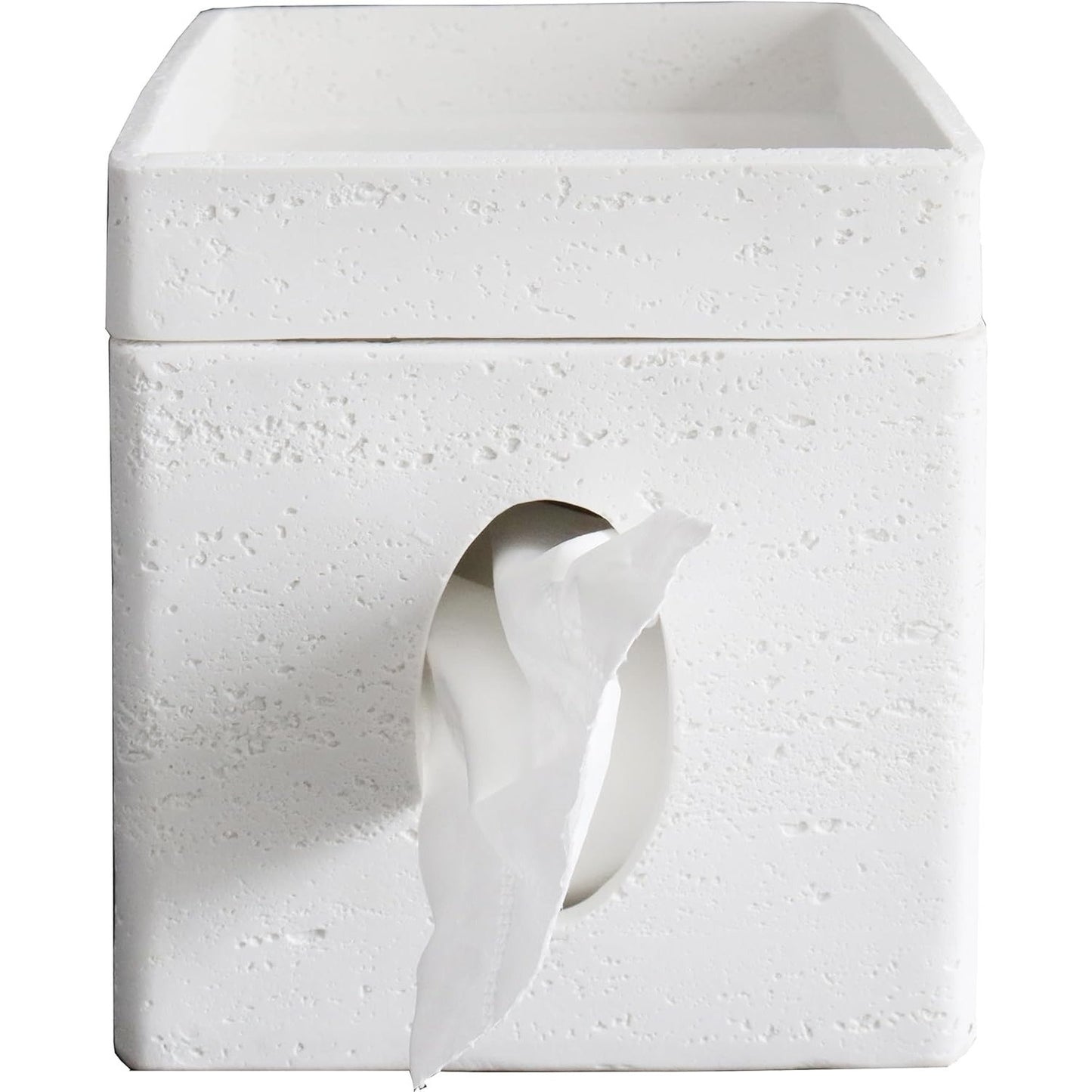 Hymmah Tray Tissue Box Cover Holder Unique Cube Design Tissue Dispenser-White