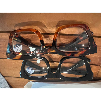 Hubeye Progressive Reading Glasses For Women 2 pair(Black+Hawksbill Turtle,1.75)