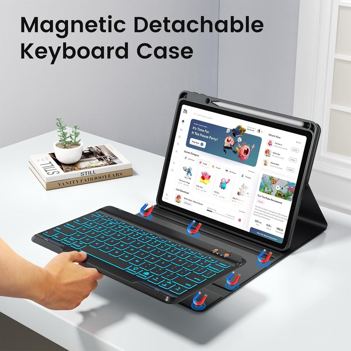BLUTLOTUS Keyboard Case For IPad 5th/6th Generation 2017/2018, 9.7 Inch(Black)