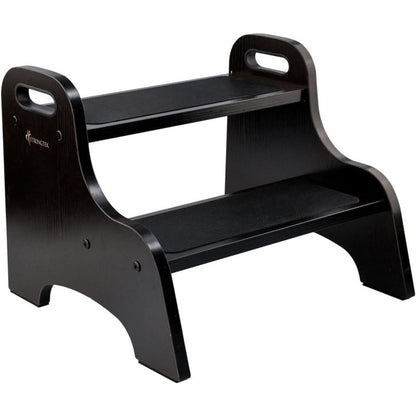 StrongTek Wood 2 Step Stool For Kids With Non-Slip Stepping Surface (Espresso)