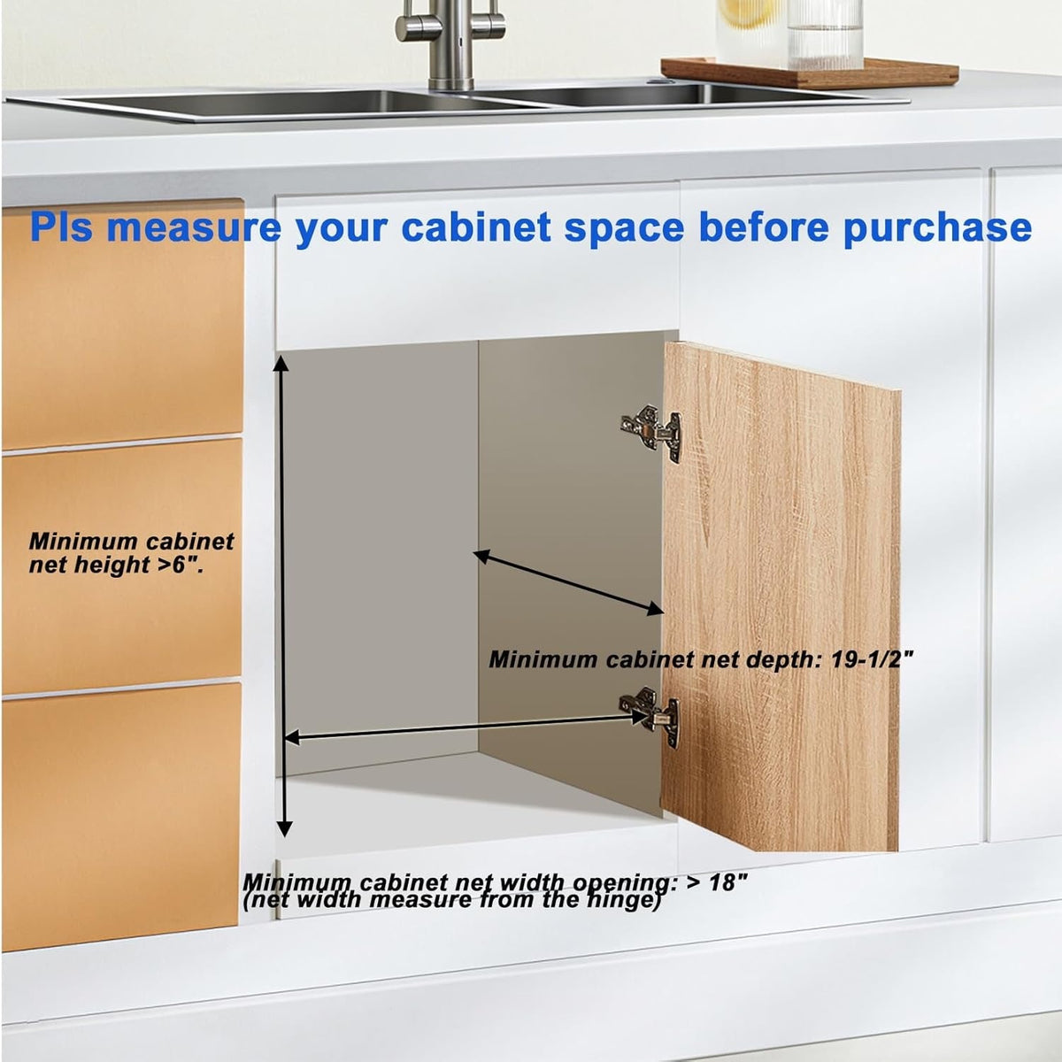 DINDON Pull Out Cabinet Organizer (17" W x 18" D) 1 Tier?Single Tier Oak Wood Under Cabinet Slide Out Shelf Drawer Box…