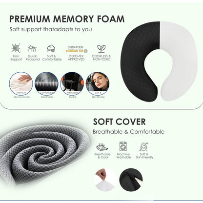Jiaao Neck Travel Pillow Memory Foam 360° Neck Support Pillows For Airplane