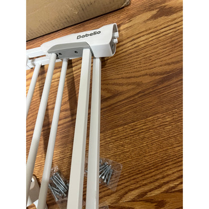Babelio Baby Gate For Stairs, Kitchen & Doorways, 26-43" W 28" H No Bottom Bar| Easy Installation| One-Handed Operation| Auto-Close| Hardware Mount (Drill Needed) Safety Dog/Pet Gate Indoor (White)
