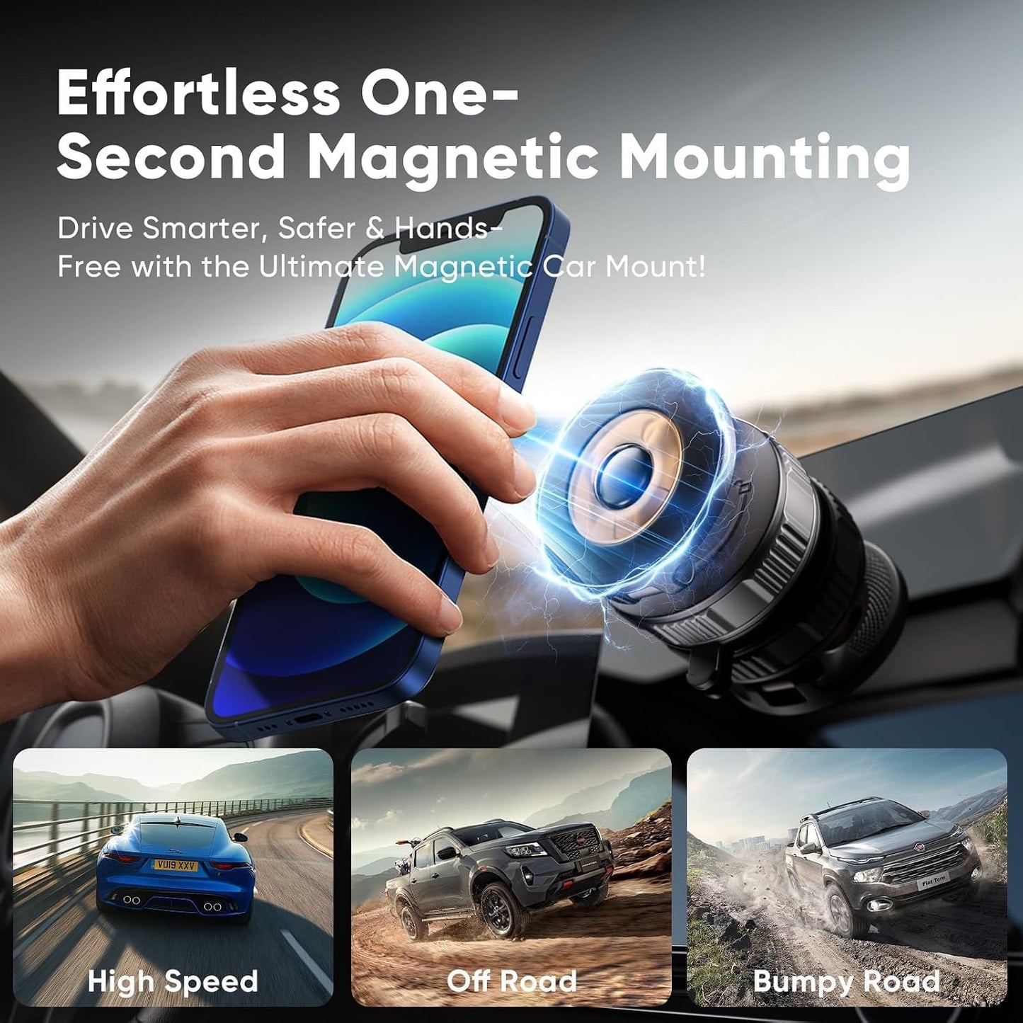 Magnetic Phone Holder For Car [120+ LB Strongest Suction & 2800gf Strongest Mag