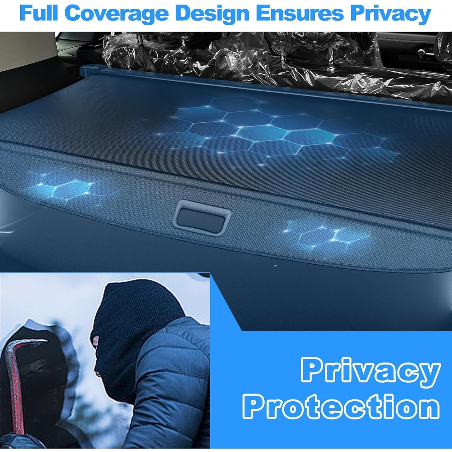 AUXKO Retractable Cargo Cover For BMW X5 2025-2019, Trunk Cargo Cover Luggage Security Shade Cover For 2025 2024 BMW X5 Accessories Shielding Shade Anti-Peeping Luggage Privacy Screen, Carbon Fiber