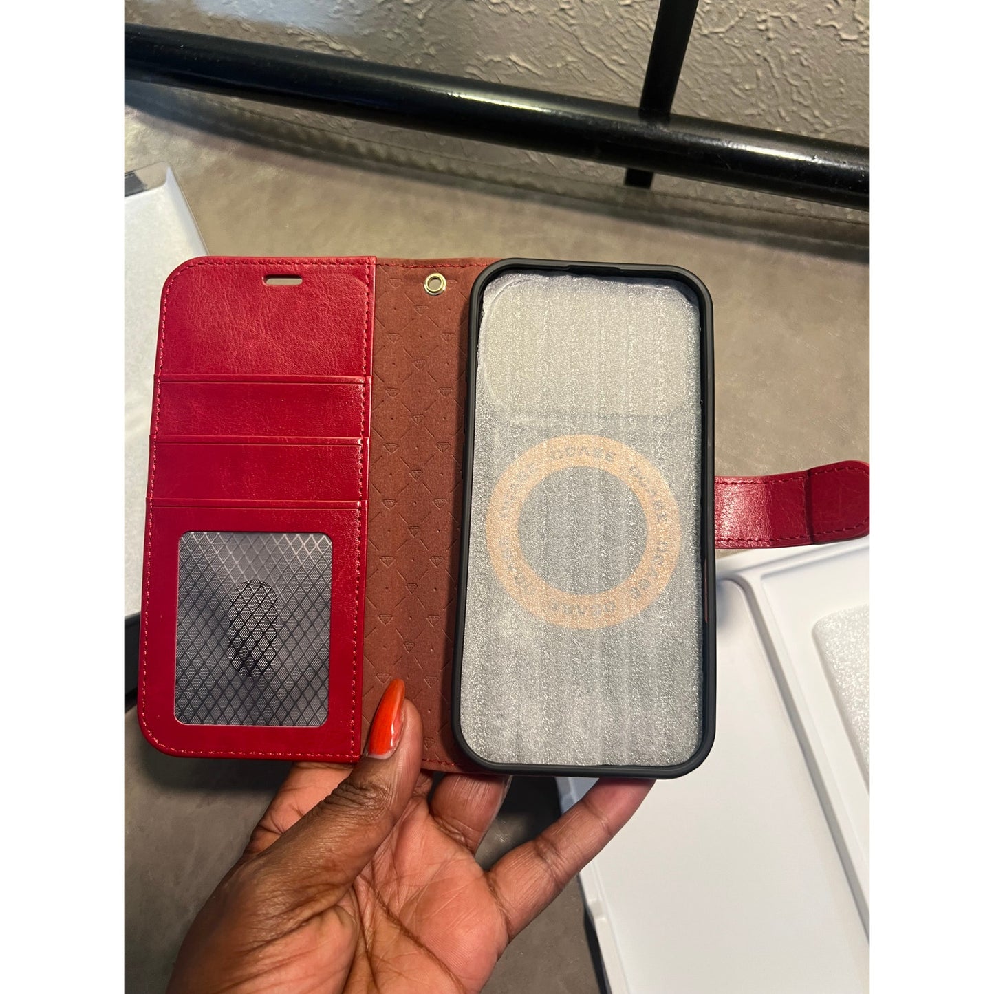 OCASE For IPhone 17 Pro Detachable Wallet Case With Card Holder, 2 In 1 PU Leather Flip Folio With RFID Blocking Stand Wrist Strap Shockproof Phone Cover 6.3 Inch 2025, Red