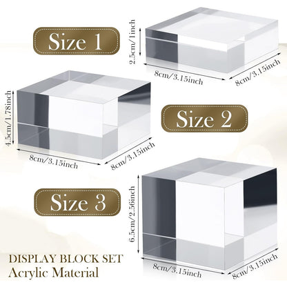 Geelin 6 Pcs Acrylic Square Display Block Clear Polished Acrylic Cube Solid