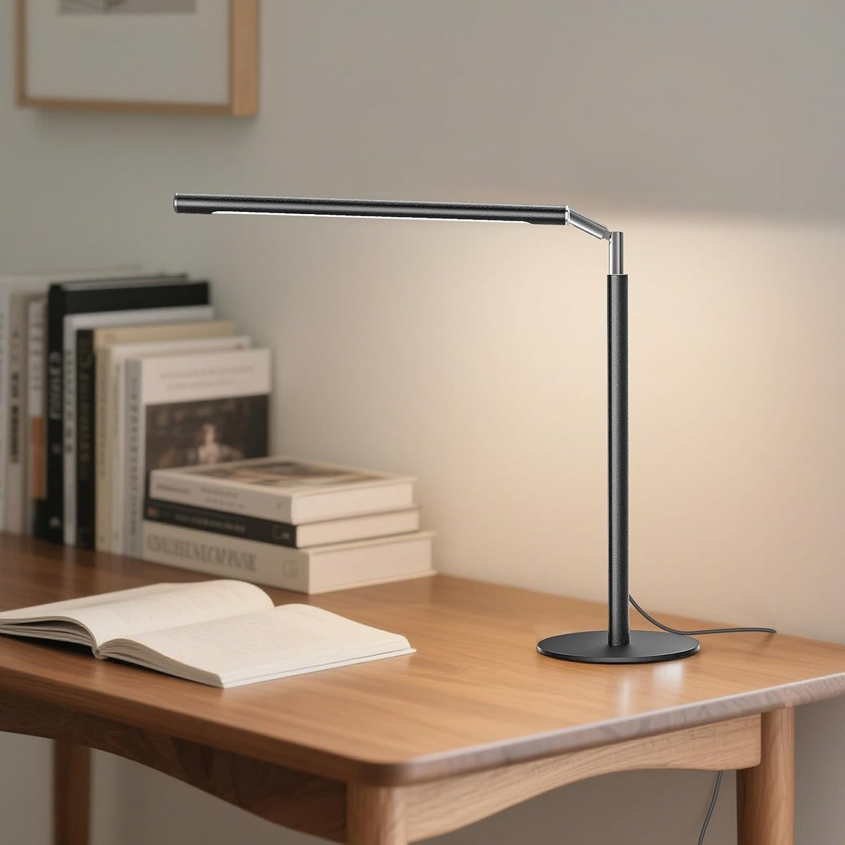 Metal LED Desk Lamp, 16" Dimmable Desk Light with Base, 15W 1200LM, Adapt, Black