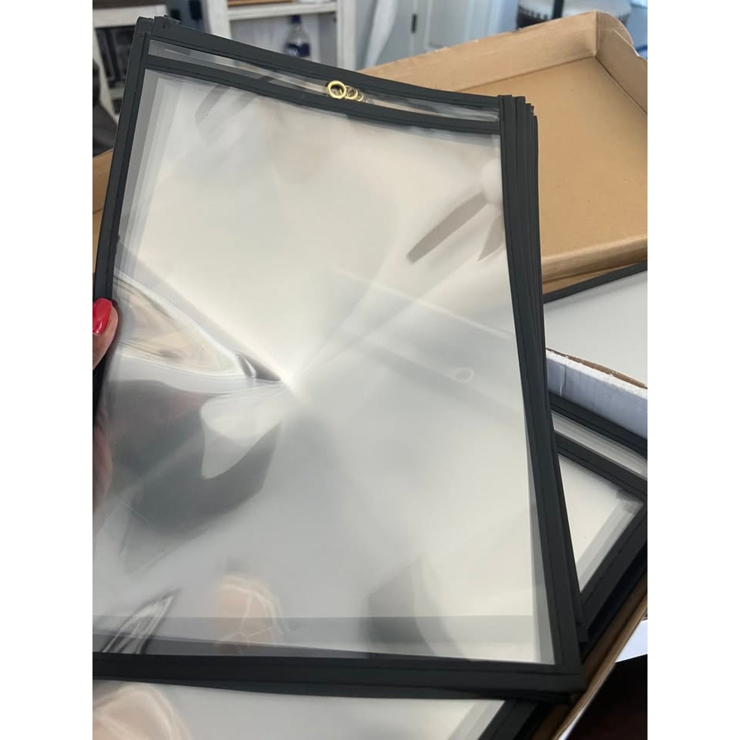 Better Office Products Shop Ticket Holders, 9 X 12 Inches, Both Sides Clear, Stitched Black