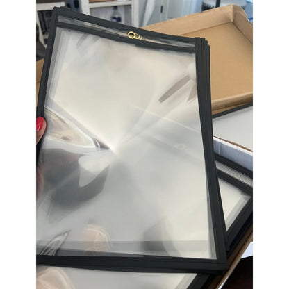 Better Office Products Shop Ticket Holders, 9 X 12 Inches, Both Sides Clear, Stitched Black