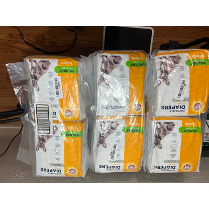 Arm & Hammer Disposable Female Dog Diapers, Medium, 12 Count, 6-Pack