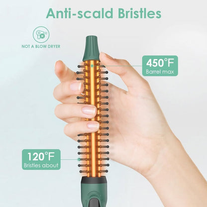 BANGMENG Mini Thermal Round Brush, 0.35 Inch Barrel Volume Heat Styling Brush For Men And Women Short Thin Curly Straight Hair, Heated Curling Iron,12 Temperature Setting (0.95 Inch With Bristles)
