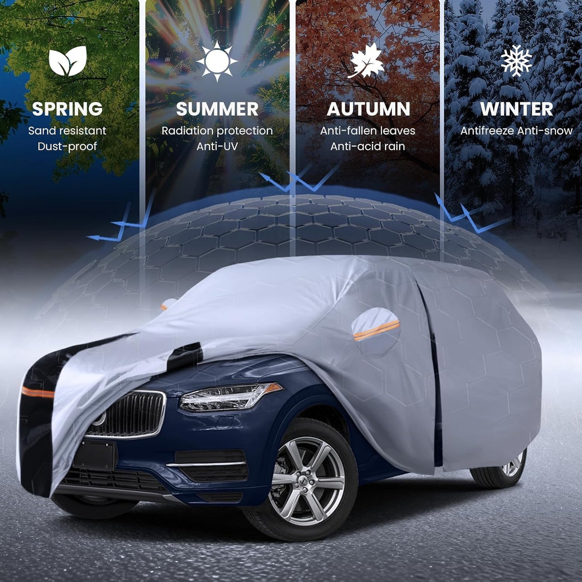 Multi-Layer Car Cover Custom Fit For Volvo XC90(2015-2026), 100% Waterproof All