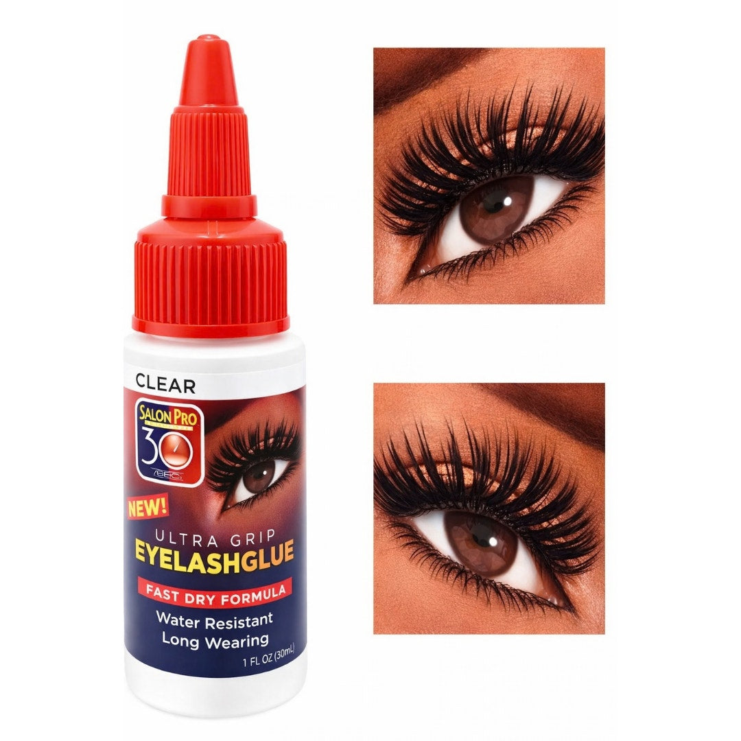 Salon Pro 30 Second Eyelash Glue 12 Bottles for Strip Lashes 1 Fl. oz ea (Clear)