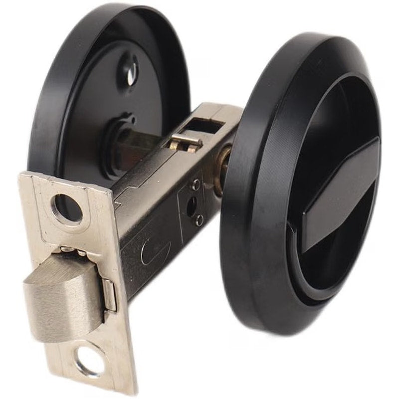 Dixiao Black Round Recessed Door Knob, Flat Door Knobs | Stainless Steel-Black