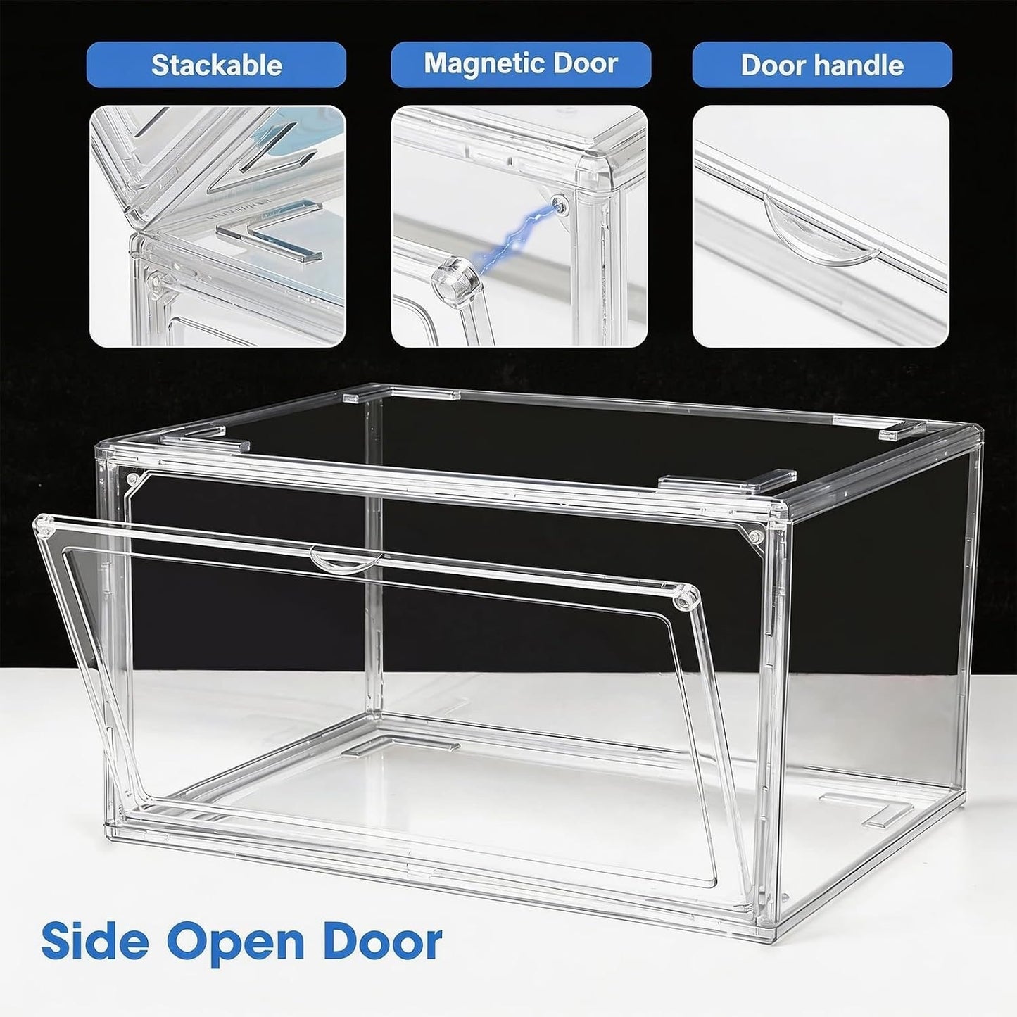 HIYOHIYO Acrylic Clear Shoe Storage Boxes Stackable For High-En-Size 14 (1-Pack)