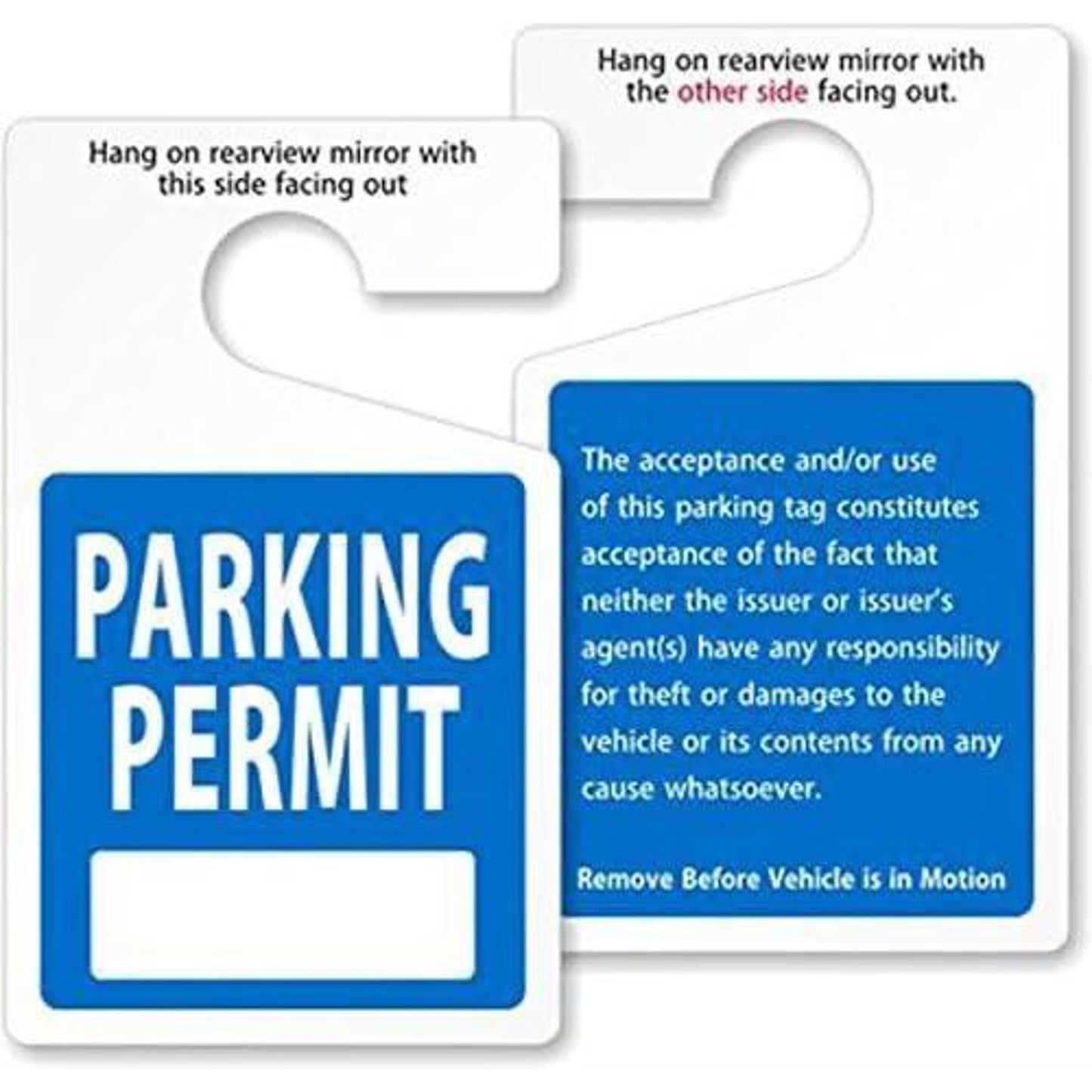 SmartSign (Pack Of 50) Write-In Parking Permit Hang Tag | 5 X 3 Inch 35 Mil Plastic