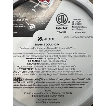 Kidde And Carbon Monoxide Detector, 10-Year Battery Powered, With Voice-1 Pack