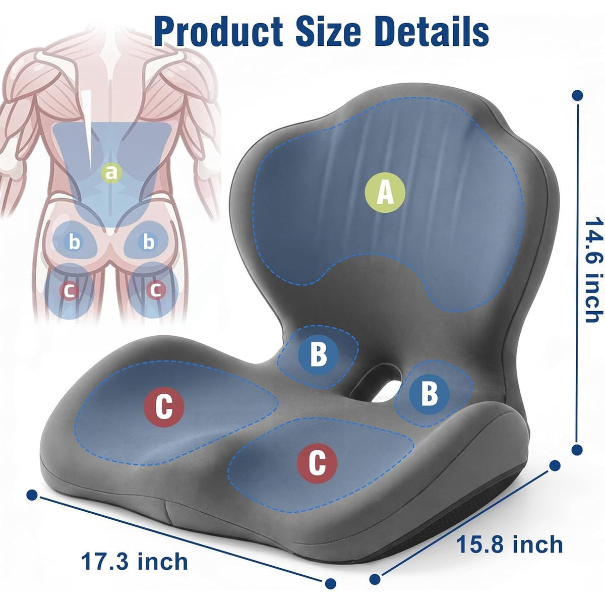 Car Seat Cushion Office Chair Cushion with Lumbar Support Pillow-GRAY