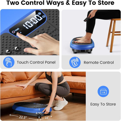 HVX Vibration Plate Exercise Machine for Lymphatic Drainage, Vibrating-Blue
