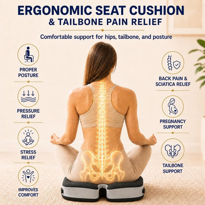Memory Foam Ergonomic Seat Cushion for Office Chairs Pain Relief