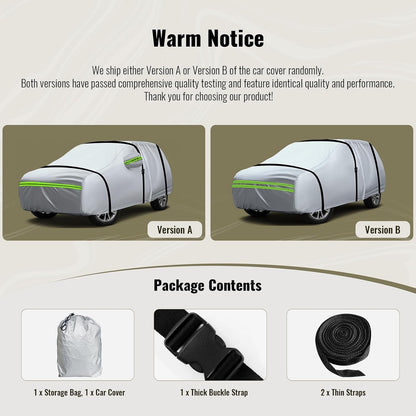 TUCAREST 6-Layers Premium Full Car Cover Hard Shell Zipper Design-Silver
