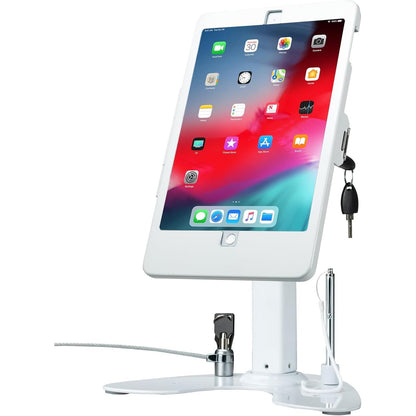 Dual Kiosk Stand – CTA Security Stand With Locking Case, Cable, Stylus And Tether – Compatible With Headphone Jack, IPad 7th/ 8th/ 9th Gen 10.2”, IPad Pro 10.5 (PAD-ASKW10) – White.