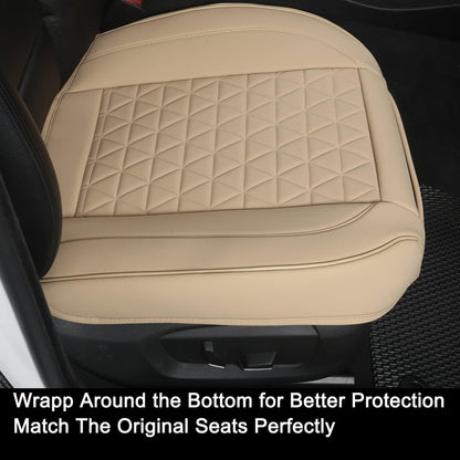 Black Panther Luxury Polyvinyl Car Seat Cover Front Bottom Seat Cushion Cover, Anti-Slip And Wrap Around The Bottom, Fits 95% Of Vehicles - 1 Piece,Beige