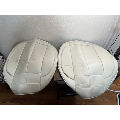2 Pack Leather Front Car Seat Cover Bottom Only, Anti-Slip Padded Seat Cushion, Full Wrap Seat Protector With Storage Function Universal Fit For Most Cars, SUV, Pick-Up Trucks (-2 pc Light Beige)