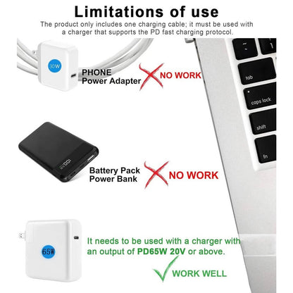 60W USB C To Magnetic2 Nylon Braided Cable,White 6.6ft Fast Charging Cable?Compa