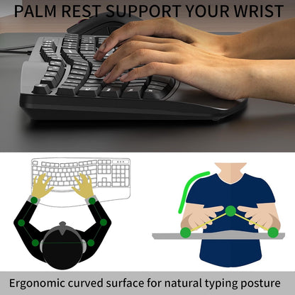 RECCAZR Ergonomic Keyboard, Wired Computer USB Keyboard with Wrist Rest,Black