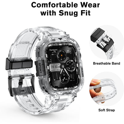 AmBand Bands Case Compatible With Apple Watch Series 11/10 46mm For Men- Clear