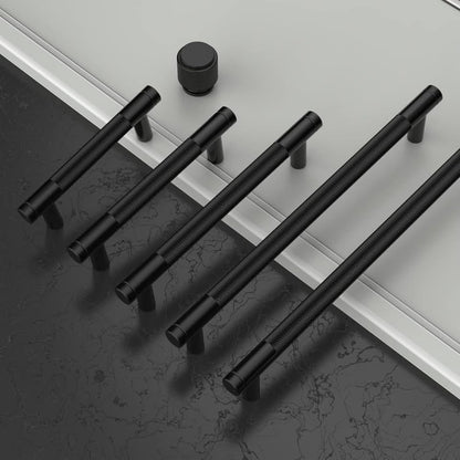 Asidrama 10 Pack Matte Black Kitchen Cabinet Knobs - Knurled Dresser Drawe-Black