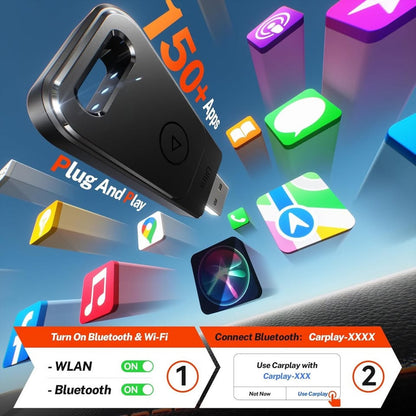 Cleviton For Apple Carplay Wireless Adapter,3X Fast Auto-Connect,No LatencyBLACK