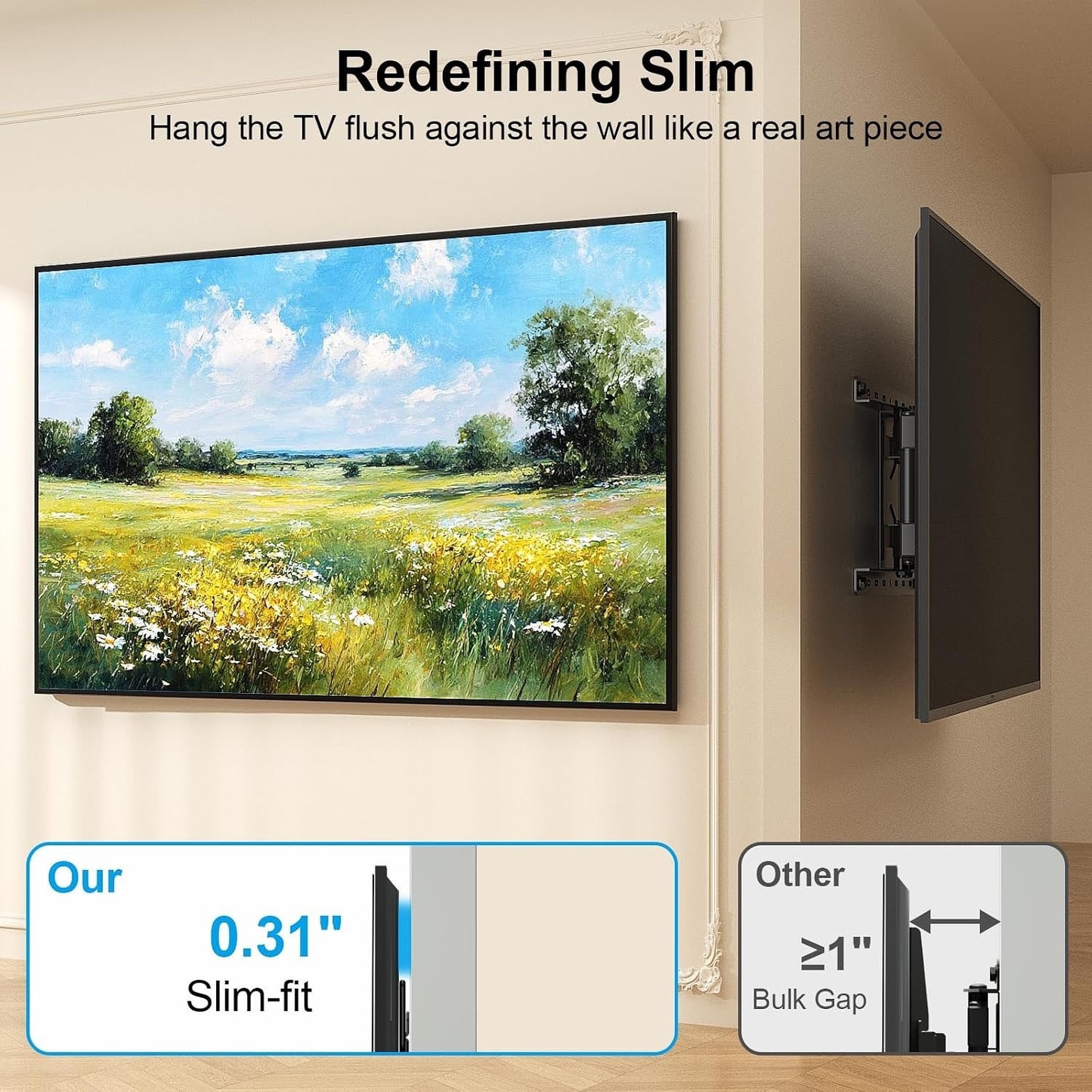 Supcline Ultra Slim TV Wall Mount For 42 To 100 Inch Flat & Frame TVs Only, 0.31