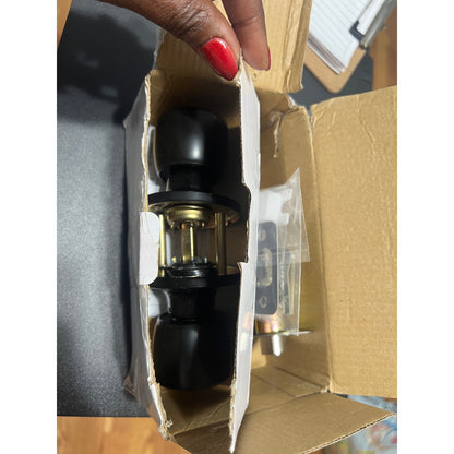 HOSOM Privacy Door Knob With Lock, Matte Black Door Knob Set Door Handles-Black