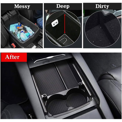 Jaronx Compatible With Tesla Model X/S Center Console Organizer, Armrest Storage Box+Cup Holder, For Tesla Model S/X Accessories 2016 2017 2018 2019 2020 2021.