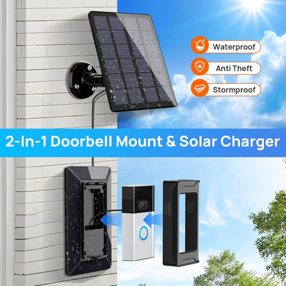 Solar Charger For Ring Doorbell, 2-In-1 With Mount Stand, Compatible With Ring