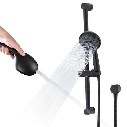 LOCALAND Hand Shower With Slide Bar, High Pressure 10Setting Handhel-Matte Black