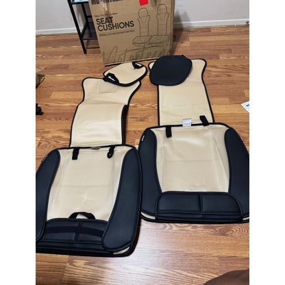 Motor Trend Faux Leather Car Seat Covers, 2 Piece Set – Premium Car Seat Cushions For Front Seats, Padded Car Seat Protectors With Storage Pocket, Seat Covers For Cars Trucks SUV (Black)