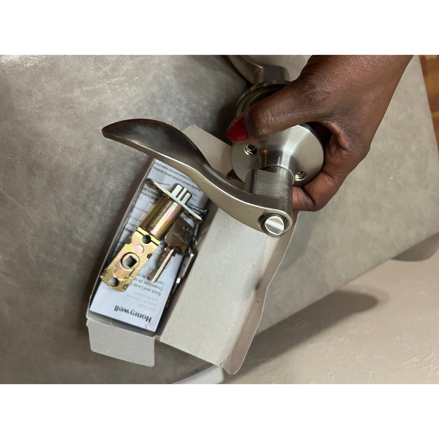 Honeywell Safes & Door Locks - Interior & Exterior Wave Lever Door -Satin Nickel