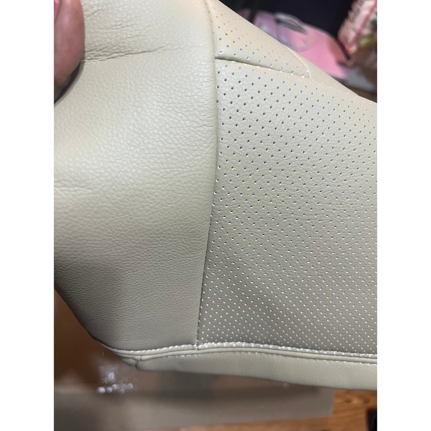 GXARTS Tan#KC Leather Driver Side Bottom Seat Cover Perforated Replacement(1pcs)