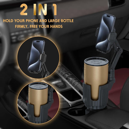 Phone Holders For Your Car, 2 In 1 Universal Cup Holder ExpanderAdjustable-Black