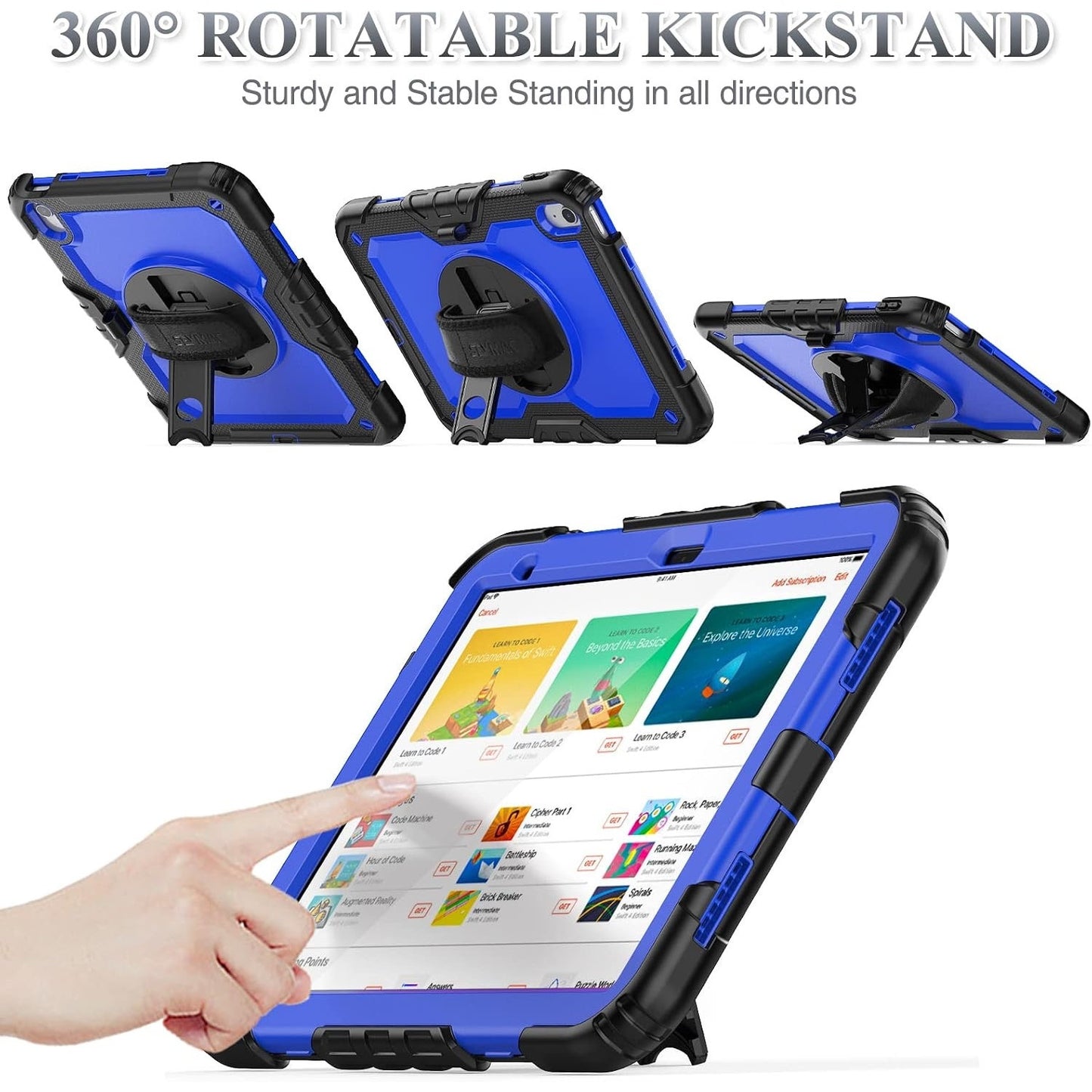 SEYMAC Stock Case For IPad (A16) 11th/10th Generation 11''/10.9'',Blue+Black