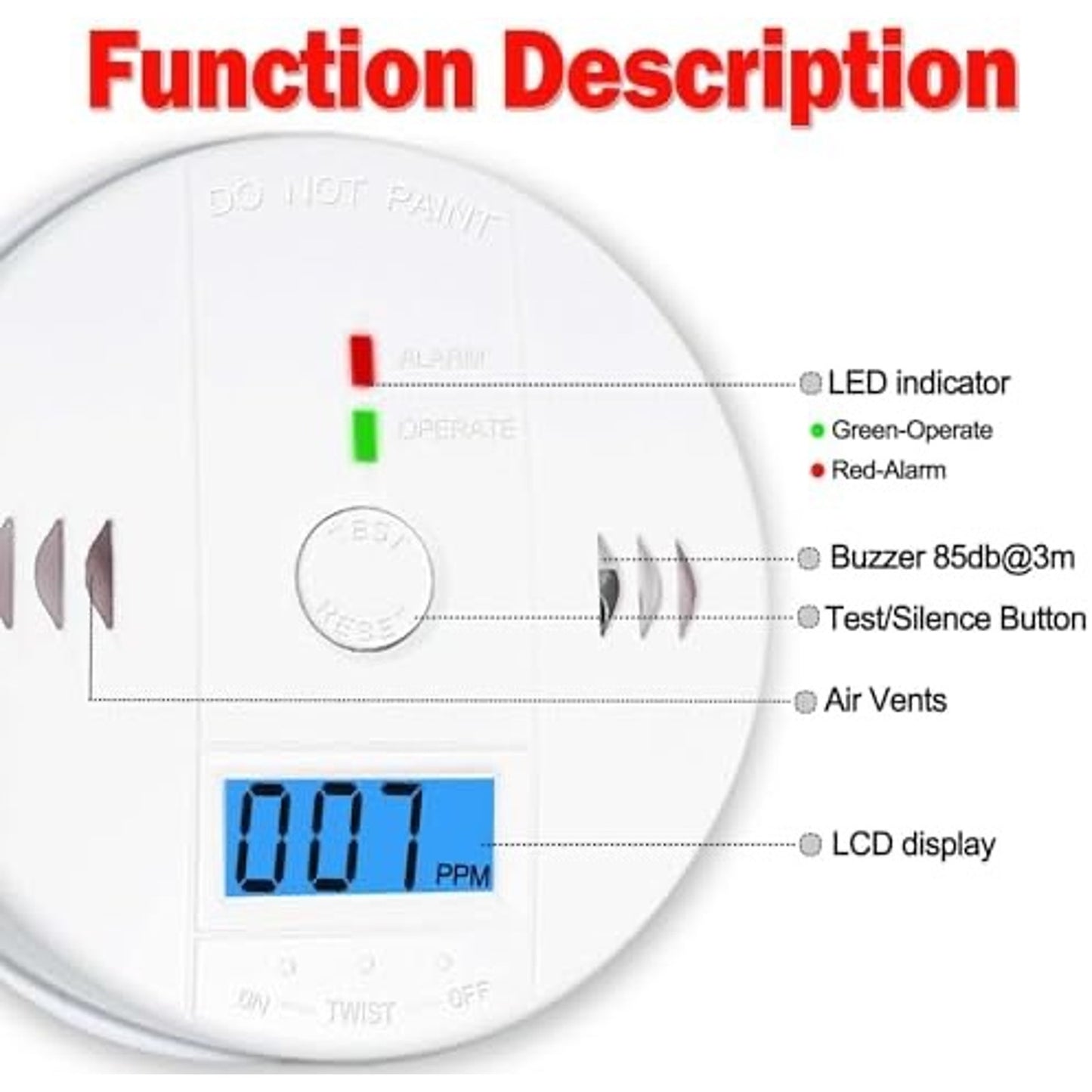 3 Pack Carbon Monoxide Detectors, Co Detector, Carbon Monoxide Alarm Detector
