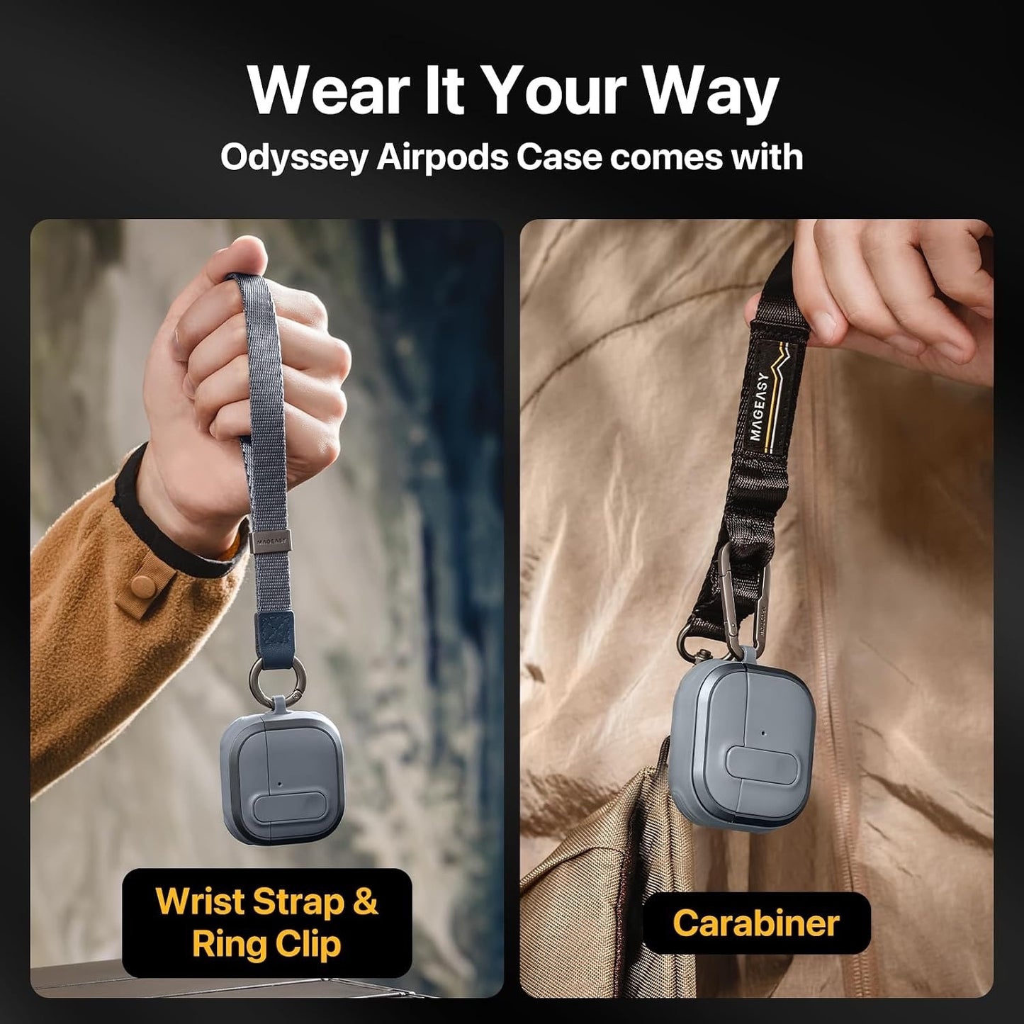 MAGEASY Design For AirPods 4 Case Cover - Rugged AirPods 4 Case With-Metal Black