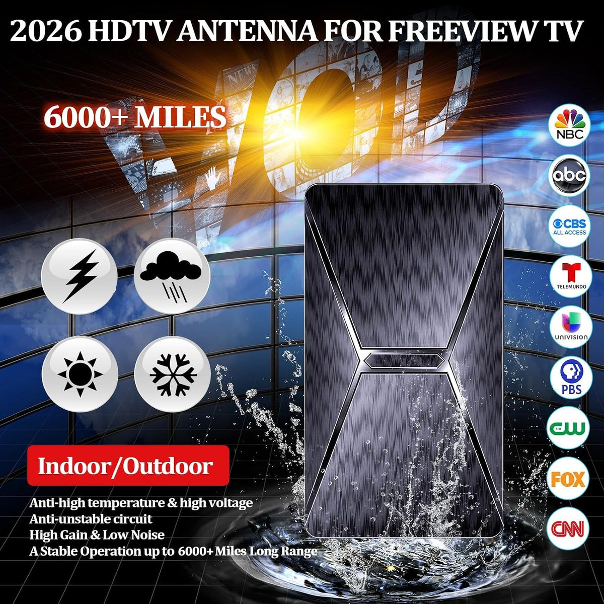 2026 Upgraded Indoor TV Antenna Up to 5000+ Miles Range