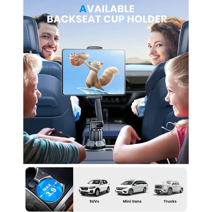 ESamcore Tablet Holder For Car, For IPad Cup Holder Car Mount With 1.57"-Black
