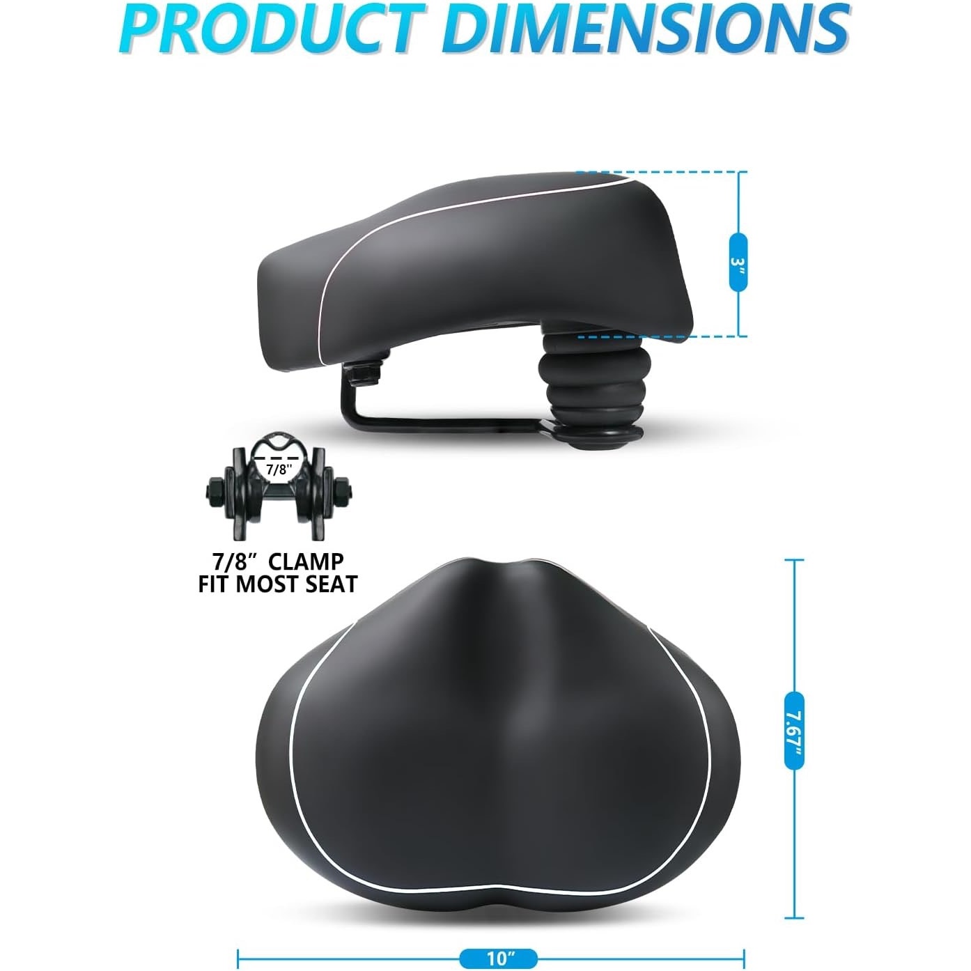 YLG Noseless Bike Seat For Men Women, Comfort Seat Cushion Compatible With Peloton, Electric Bike, Outdoor & Indoor Bikes, Wide Bicycle Saddle Replacement, Waterproof Bike Seat (Silver Noseless 10").