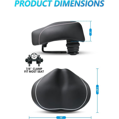 YLG Noseless Bike Seat For Men Women, Comfort Seat Cushion Compatible With Peloton, Electric Bike, Outdoor & Indoor Bikes, Wide Bicycle Saddle Replacement, Waterproof Bike Seat (Silver Noseless 10").